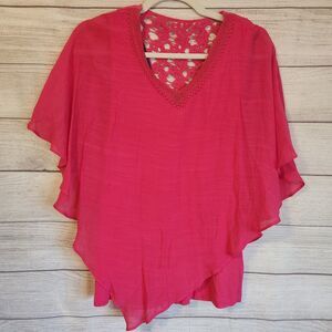 Apt 9 Pink NWT Small Pink Gauzy Textured Asym Hem bohemian sleeves
